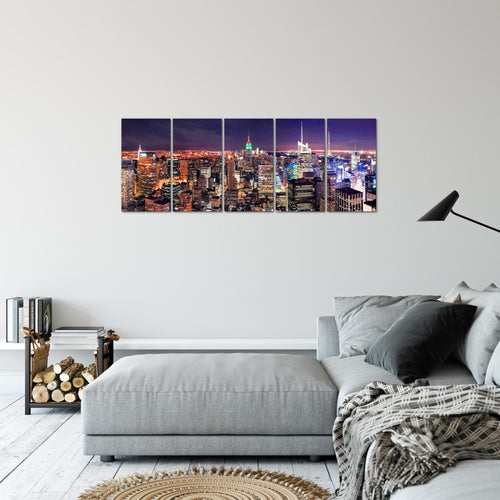 Runa Art Bild New York Skyline Wandbilder auf Vlies Leinwand 5 Teilig Wanddekoration Wohnzimmer Büro 036256a