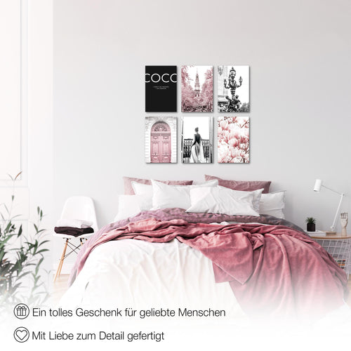 Novart Wandbilder Set Fashion - KOMPLETT AUFHÄNGFERTIG - Made in Germany - Moderne Bilder  Wohnzimmer Mädchen Teenager - N005064a