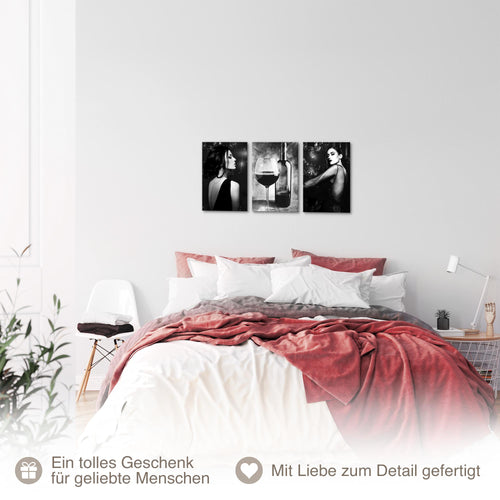 Novart Wandbilder 3 Teilig Wandbilder für 20 x 30 cm - 3 Bilder Schwarz Fashion Frauen N036530a
