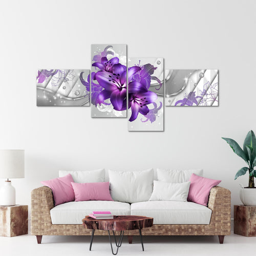 Runa Art Bild XXL 4 Teilig Blumen Lilien 200 x 100 cm Kunstdruck auf Vlies Leinwand Wanddeko Wohnzimmer Schlafzimmer 017341c