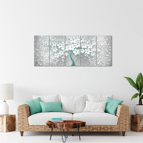 Runa Art Bild Blumen Wandbilder auf Vlies Leinwand 5 Teilig Wanddekoration Wohnzimmer Schlafzimmer 039756b