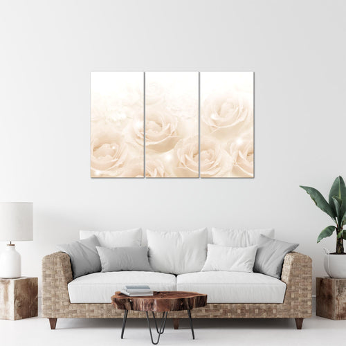Runa Art Wandbilder Blumen Rosen Bild XXL Wohnzimmer Schlafzimmer Beige Vintage 120 x 80 cm 3 Teilig 017231c