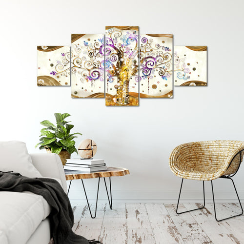 Runa Art - Bilder Gustav Klimt Baum des Lebens 200 x 100 cm 5 Teilig XXL Wanddekoration Design Bunt 003051a