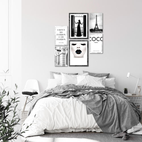 Novart Wandbilder Set Fashion Coco - KEIN EXTRA RAHMEN BENÖTIGT -  Modern Deko  - Wohnzimmer Mädchen Teenager N015663a