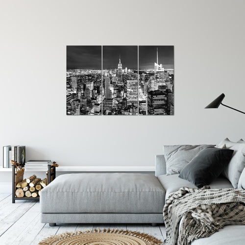 Runa Art Wandbilder New York Skyline Bild XXL Wohnzimmer Büro Schwarz Weiss Amerika NY 120 x 80 cm 3 Teilig 036231c