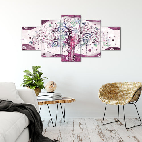 Runa Art - Bilder Gustav Klimt Baum des Lebens 200 x 100 cm 5 Teilig XXL Wanddekoration Design Rosa 003051c