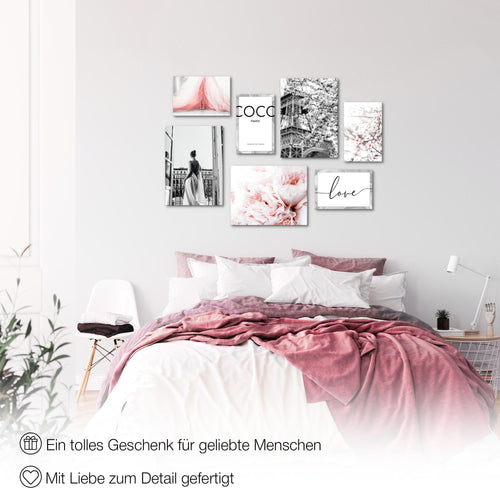 Novart Wandbilder Fashion - KOMPLETT AUFHÄNGFERTIG - Coco Wohnzimmer Mädchen Teenager - 7 Moderne Mood-Bilder - N021771a