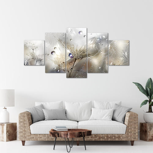Runa Art - Bilder Blumen Pusteblumen 200 x 100 cm 5 Teilig XXL Wanddekoration Design Braun 043151a