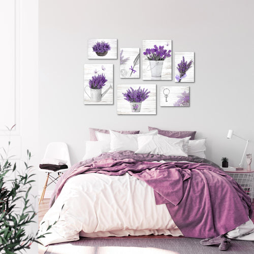 Novart Wandbilder Home Provence - KOMPLETT AUFHÄNGFERTIG - Lavendel Viollet Wohnzimmer Schlafzimmer - 7 Moderne Mood-Bilder - N002971a