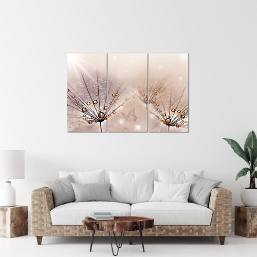 Runa Art Wandbilder Pusteblume Bild XXL Wohnzimmer Schlafzimmer Rosa Natur 120 x 80 cm 3 Teilig 016931a