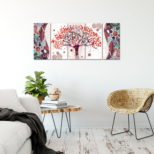 Runa Art Bild Gustav Klimt - Baum des Lebens Wandbilder auf Vlies Leinwand 5 Teilig Wanddekoration Wohnzimmer 004656c