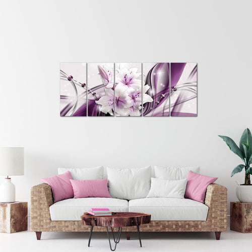 Runa Art Bild Blumen Lilien Wandbilder auf Vlies Leinwand 5 Teilig Wanddekoration Wohnzimmer Schlafzimmer 017156a