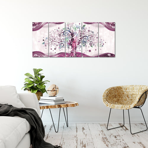 Runa Art Bild Gustav Klimt Baum des Lebens Wandbilder auf Vlies Leinwand 5 Teilig Wanddekoration Wohnzimmer 003056c