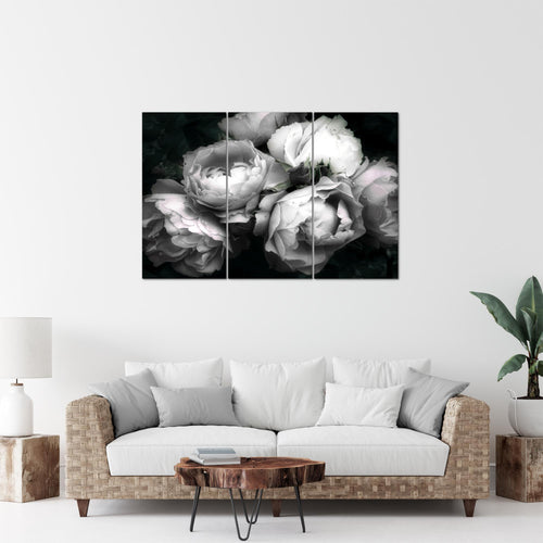 Runa Art Wandbilder Blumen Rosen Bild XXL Wohnzimmer Schlafzimmer Schwarz Bunt Vintage 120 x 80 cm 3 Teilig 039131c