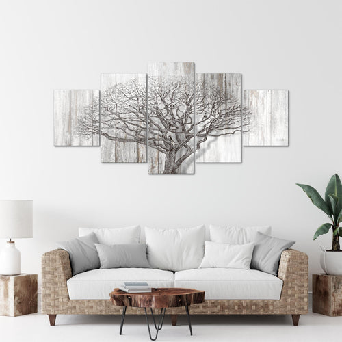 Runa Art - Bilder Baum Abstrakt 200 x 100 cm 5 Teilig XXL Wanddekoration Design Beige Braun 039951a