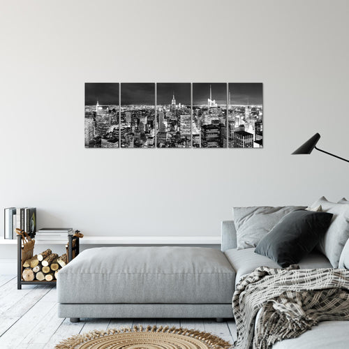 Runa Art Bild New York Skyline Wandbilder auf Vlies Leinwand 5 Teilig Wanddekoration Wohnzimmer Büro 036256c