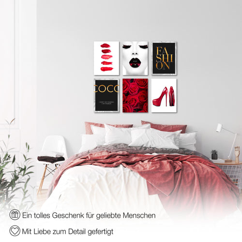 Novart Wandbilder - KEIN EXTRA RAHMEN BENÖTIGT - Wohnzimmer Mädchen Teenager - Bilder Modern Fashion Coco - Schwarz Weiss - N002265a
