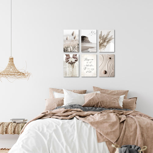 Novart Wandbilder Set Strand Boho - KOMPLETT AUFHÄNGFERTIG - Made in Germany - Moderne Bilder  Wohnzimmer Schlafzimmer - N028164a