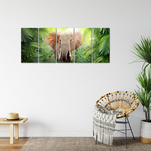 Runa Art Bild Elefant Abstrakt Wandbilder auf Vlies Leinwand 5 Teilig Wanddekoration Wohnzimmer Schlafzimmer 037556b