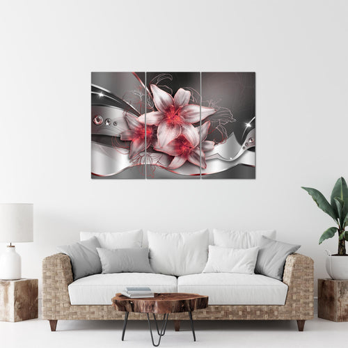 Runa Art Wandbilder Blumen Lilien Bild XXL Wohnzimmer Schlafzimmer Schwarz Rot Abstrakt 120 x 80 cm 3 Teilig 039631c