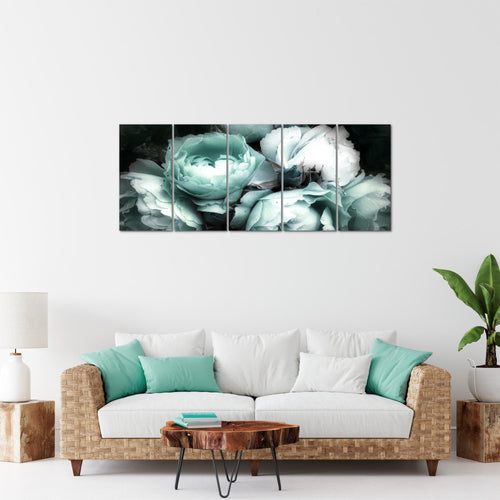 Runa Art Bild Blumen Rosen Wandbilder auf Vlies Leinwand 5 Teilig Wanddekoration Wohnzimmer Schlafzimmer 039156b