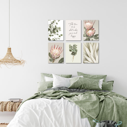Novart Wandbilder - KEIN EXTRA RAHMEN BENÖTIGT - Wohnzimmer Schlafzimmer - Bilder Modern Blätter Pflanzen - Olivgrün - N028065a