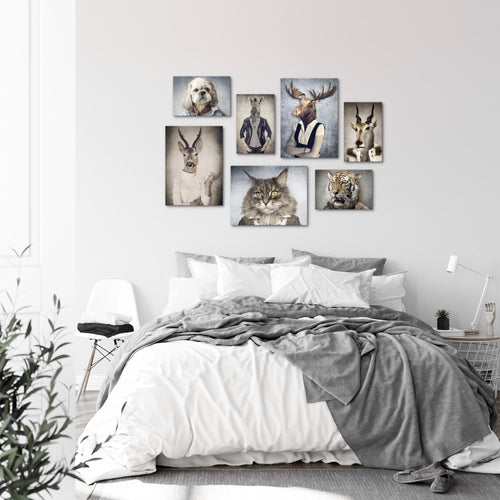 Novart Wandbilder Abstrakt - KOMPLETT AUFHÄNGFERTIG - Tiere Wohnzimmer Schlafzimmer - 7 Moderne Mood-Bilder - N019271a