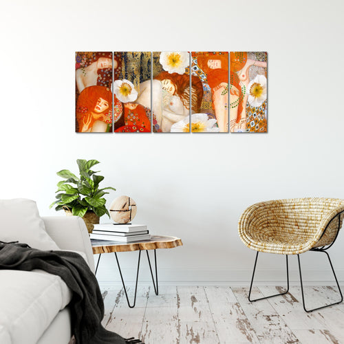 Runa Art Bild Collage Gustav Klimt Wandbilder auf Vlies Leinwand 5 Teilig Wanddekoration Wohnzimmer 018556a