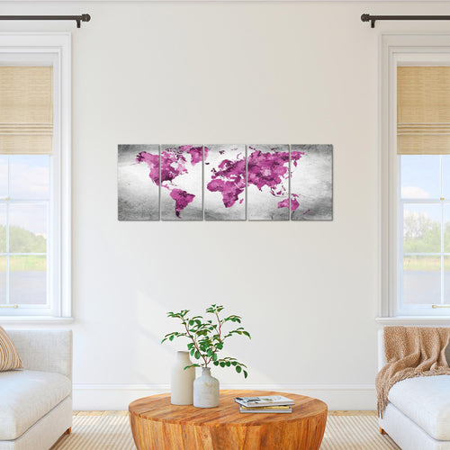 Runa Art Bild Weltkarte Wandbilder auf Vlies Leinwand 5 Teilig Wanddekoration Büro Wohnzimmer 013356c