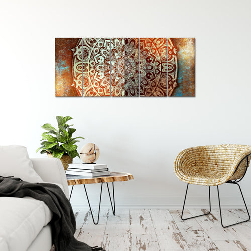 Runa Art Bild Mandala Abstrakt Wandbilder auf Vlies Leinwand 5 Teilig Wanddekoration Wohnzimmer Schlafzimmer 040156a