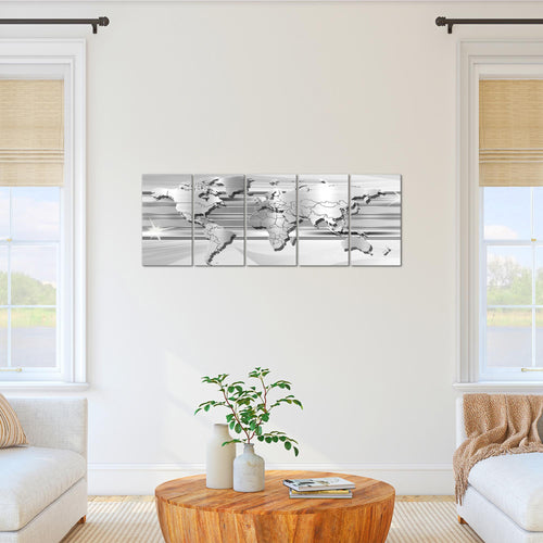 Runa Art Bild Weltkarte Wandbilder auf Vlies Leinwand 5 Teilig Wanddekoration Büro Wohnzimmer 107956c