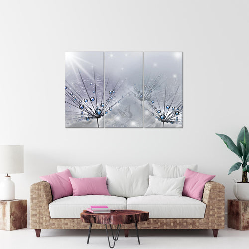 Runa Art Wandbilder Pusteblume Bild XXL Wohnzimmer Schlafzimmer Grau Natur 120 x 80 cm 3 Teilig 016931b