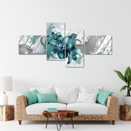 Runa Art Bild XXL 4 Teilig Blumen Lilien 200 x 100 cm Kunstdruck auf Vlies Leinwand Wanddeko Wohnzimmer Schlafzimmer 016541a