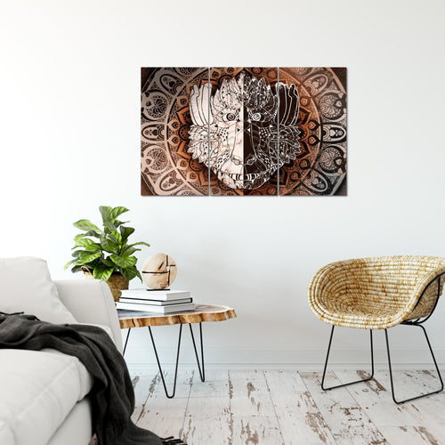 Runa Art Wandbilder Mandala Abstrakt Bild XXL Wohnzimmer Schlafzimmer Beige Braun Kupfer 120 x 80 cm 3 Teilig 040131c