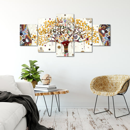 Runa Art - Bilder Gustav Klimt Baum des Lebens 200 x 100 cm 5 Teilig XXL Wanddekoration Design Bunt 004651a
