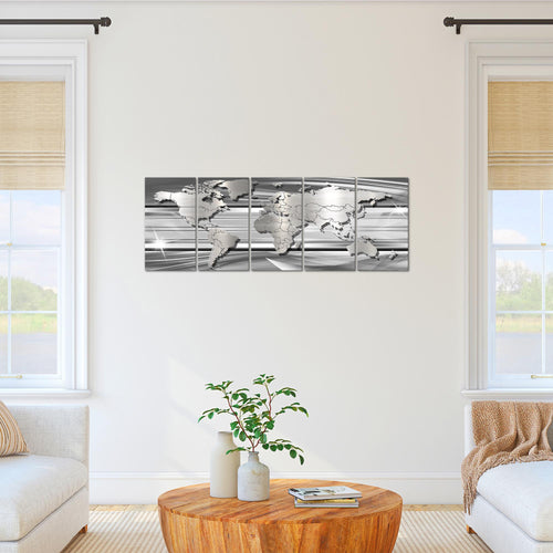 Runa Art Bild Weltkarte Wandbilder auf Vlies Leinwand 5 Teilig Wanddekoration Büro Wohnzimmer 107956b