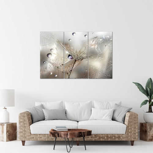 Runa Art Wandbilder Blumen Pusteblumen Bild XXL Wohnzimmer Schlafzimmer Braun Morgentau 120 x 80 cm 3 Teilig 043131a