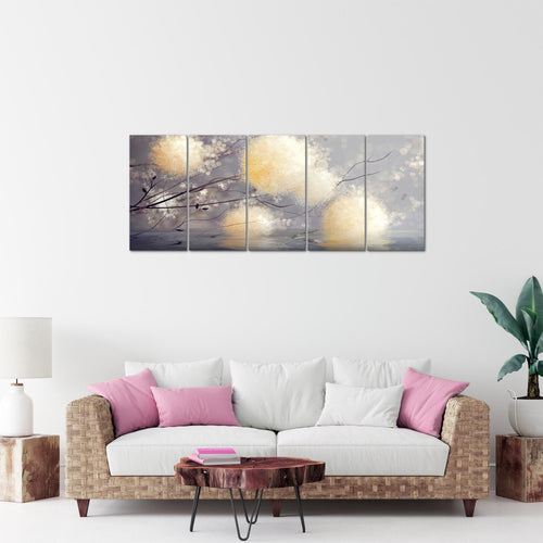 Runa Art Bild Pusteblumen Wandbilder auf Vlies Leinwand 5 Teilig Wanddekoration Wohnzimmer Schlafzimmer 044256a