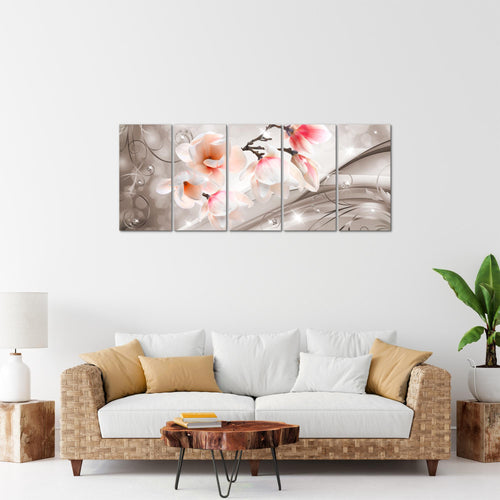 Runa Art Bild Blumen Abstrakt Wandbilder auf Vlies Leinwand 5 Teilig Wanddekoration Wohnzimmer Schlafzimmer 035356b