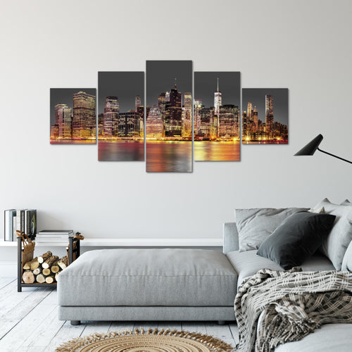 Runa Art - Bilder New York City 200 x 100 cm 5 Teilig XXL Wanddekoration Design Braun Grau 010051a