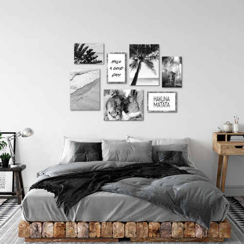 Novart Wandbilder Löwen Liebe - KOMPLETT AUFHÄNGFERTIG - Schwarz Weiss Wohnzimmer Schlafzimmer - 7 Moderne Mood-Bilder - N014671a