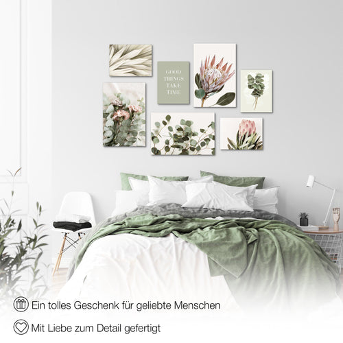 Novart Bilder Blumen Pflanzen - KOMPLETT AUFHÄNGFERTIG - Blumen Wohnzimmer Schlafzimmer Büro - 7 Moderne Mood - Bilder - N023072a