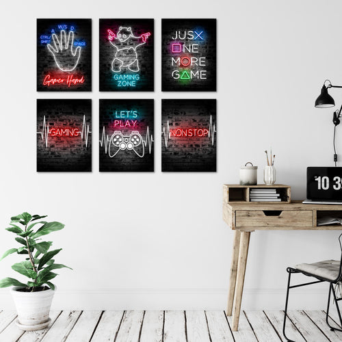Novart Wandbilder - KEIN EXTRA RAHMEN BENÖTIGT - Kinderzimmer Junge Teenager - Bilder Modern Gamer Spielkonsole - Bunt - N027965a