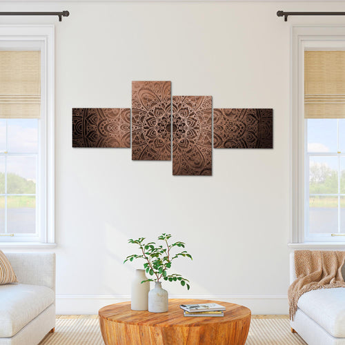 Runa Art Bild XXL 4 Teilig Mandala 200 x 100 cm Kunstdruck auf Vlies Leinwand Wanddeko Wohnzimmer Schlafzimmer 101241c