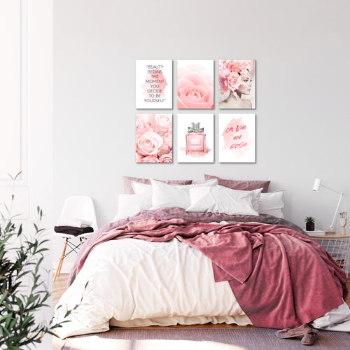 Novart Wandbilder - KEIN EXTRA RAHMEN BENÖTIGT - Wohnzimmer Mädchen Teenager - Bilder Modern Fashion - Rosa - N008565a