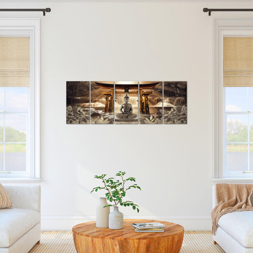 Runa Art Bild Feng Shui Buddha Wandbilder auf Vlies Leinwand 5 Teilig Wanddekoration Wohnzimmer Schlafzimmer 036456b