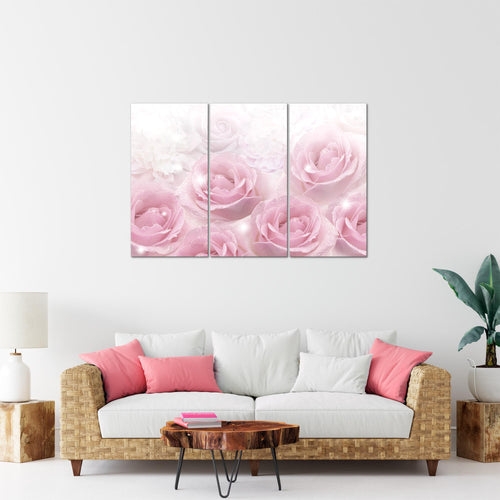 Runa Art Wandbilder Blumen Rosen Bild XXL Wohnzimmer Schlafzimmer Rosa Vintage 120 x 80 cm 3 Teilig 017231a