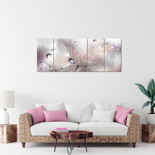 Runa Art Bild Blumen Pusteblumen Wandbilder auf Vlies Leinwand 5 Teilig Wanddekoration Wohnzimmer Schlafzimmer 043156b