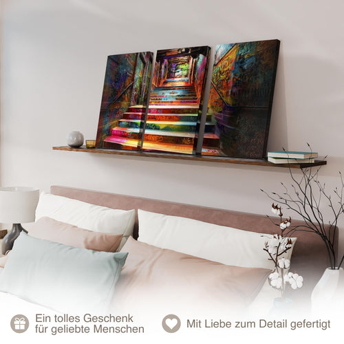 Novart Bilder Set Street Art - KEIN EXTRA RAHMEN BENÖTIGT - Wandbilder für Wohnzimmer Schlafzimmer Büro - 3 Teilig Deko Treppenhaus - N043136a
