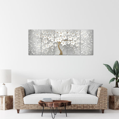 Runa Art Bild Blumen Wandbilder auf Vlies Leinwand 5 Teilig Wanddekoration Wohnzimmer Schlafzimmer 039756a